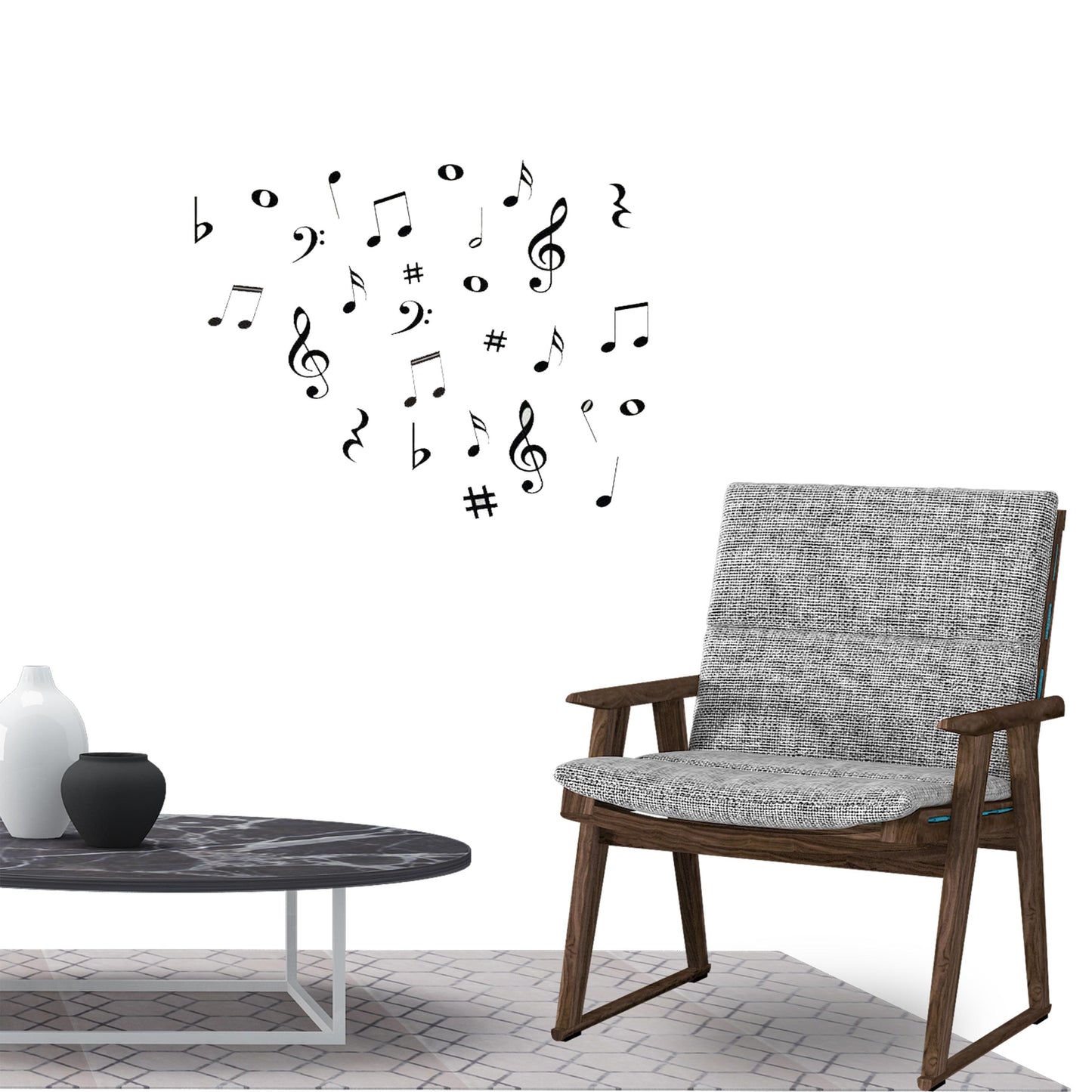 MUSIC Musical NOTES Variety Pack Wall Sticker Decal for Home Living Room Bedroom Family Wall Art Decor black