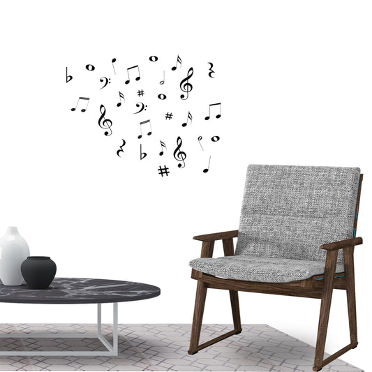 MUSIC Musical NOTES Variety Pack Wall Sticker Decal for Home Living Room Bedroom Family Wall Art Decor black