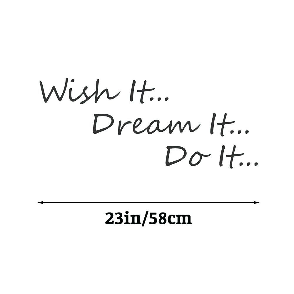 With it Dream it Do it Inspirational Quote Wall Sticker Decal for Home Living Room Bedroom Family Wall Art Decor black
