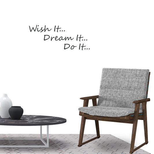 With it Dream it Do it Inspirational Quote Wall Sticker Decal for Home Living Room Bedroom Family Wall Art Decor black