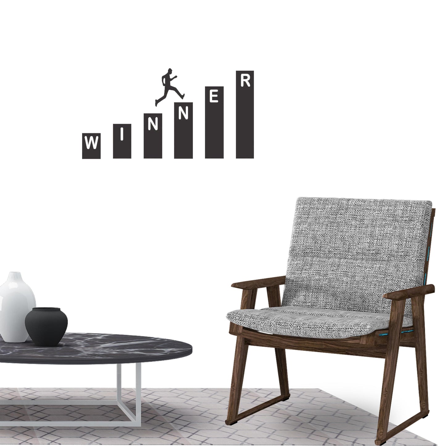 Winner  Wall Sticker Decal for Home Living Room Bedroom Family Wall Art Decor black