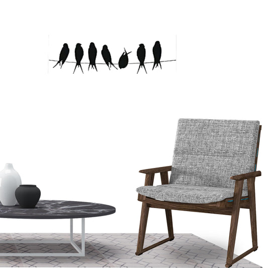 Seven Birds on a tree branch Wall Sticker Decal for Home Living Room Bedroom Family Wall Art Decor black