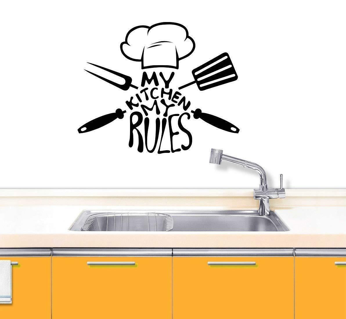 My Kitchen My Rulz Quote Wall Sticker Decal for Kitchen Dining room Wall Art Decor black