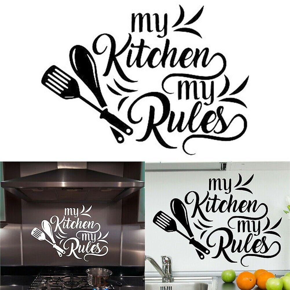 My Kitchen My Rules Wall Sticker Decal Kitchen Dining Room Wall Art Decor black