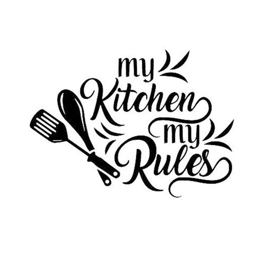 My Kitchen My Rules Wall Sticker Decal Kitchen Dining Room Wall Art Decor black