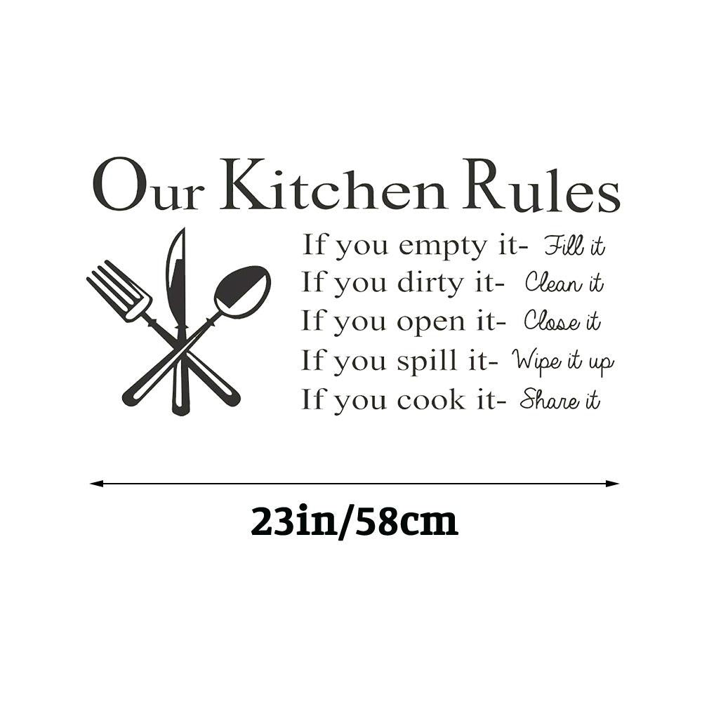 Kitchen Rules Wall Sticker Decal for KITCHEN Dining Room Wall Art Decor black