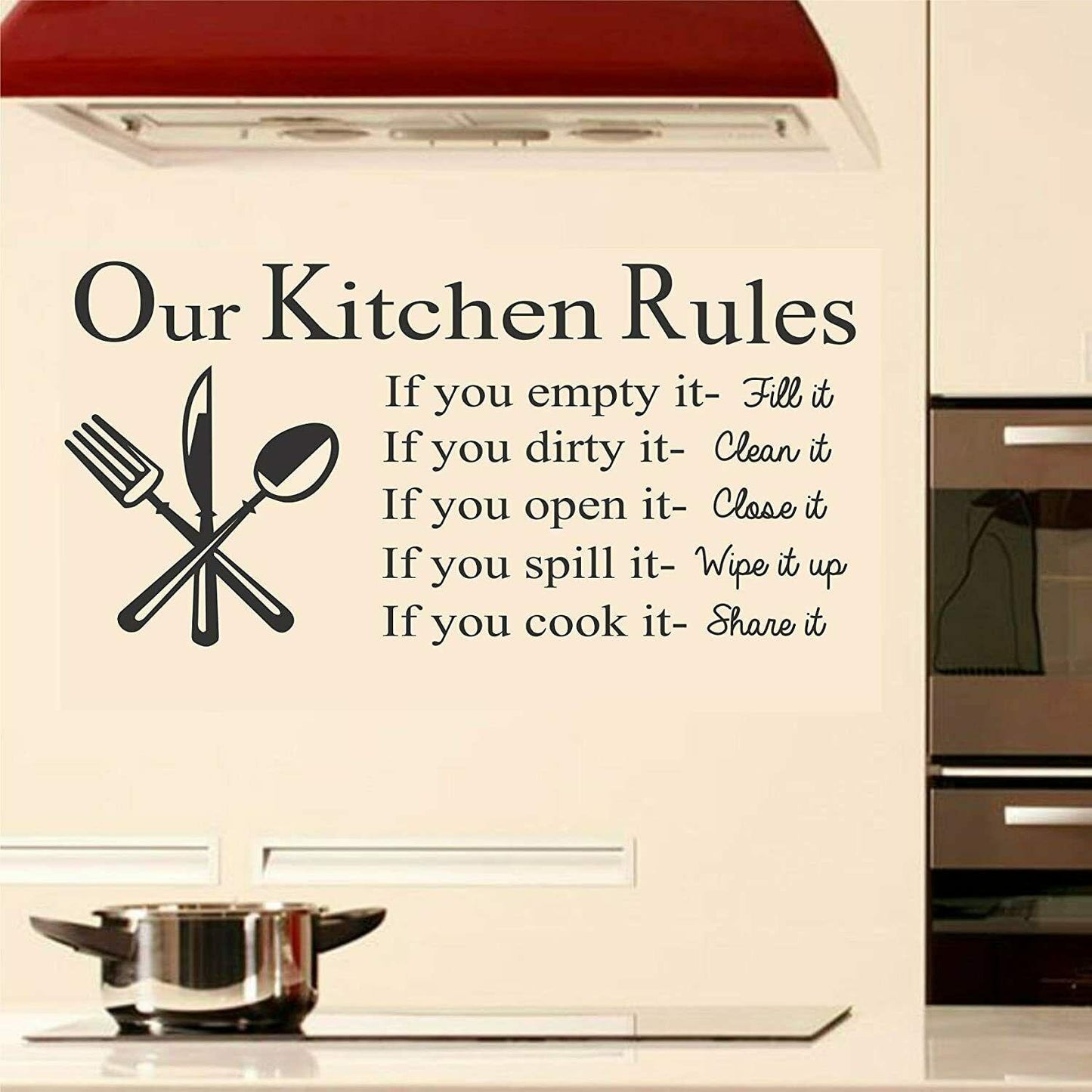 Kitchen Rules Wall Sticker Decal for KITCHEN Dining Room Wall Art Decor black