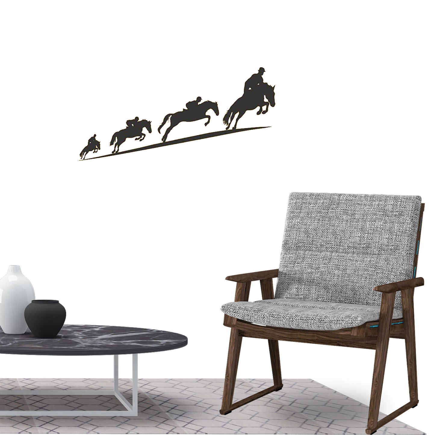Horse Riding Wall Sticker Decal for Home Living Room Bedroom Family Wall Art Decor black