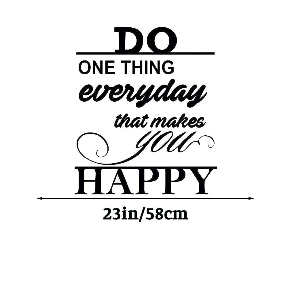 Happy Inspirational Quotes Wall Sticker Decal for Home Living Room Bedroom Family Wall Art Decor black