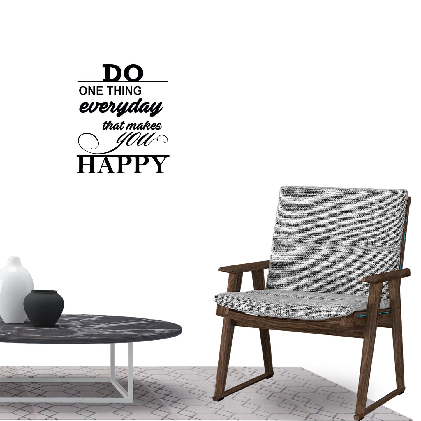 Happy Inspirational Quotes Wall Sticker Decal for Home Living Room Bedroom Family Wall Art Decor black