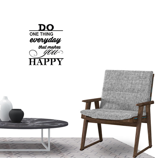 Happy Inspirational Quotes Wall Sticker Decal for Home Living Room Bedroom Family Wall Art Decor black