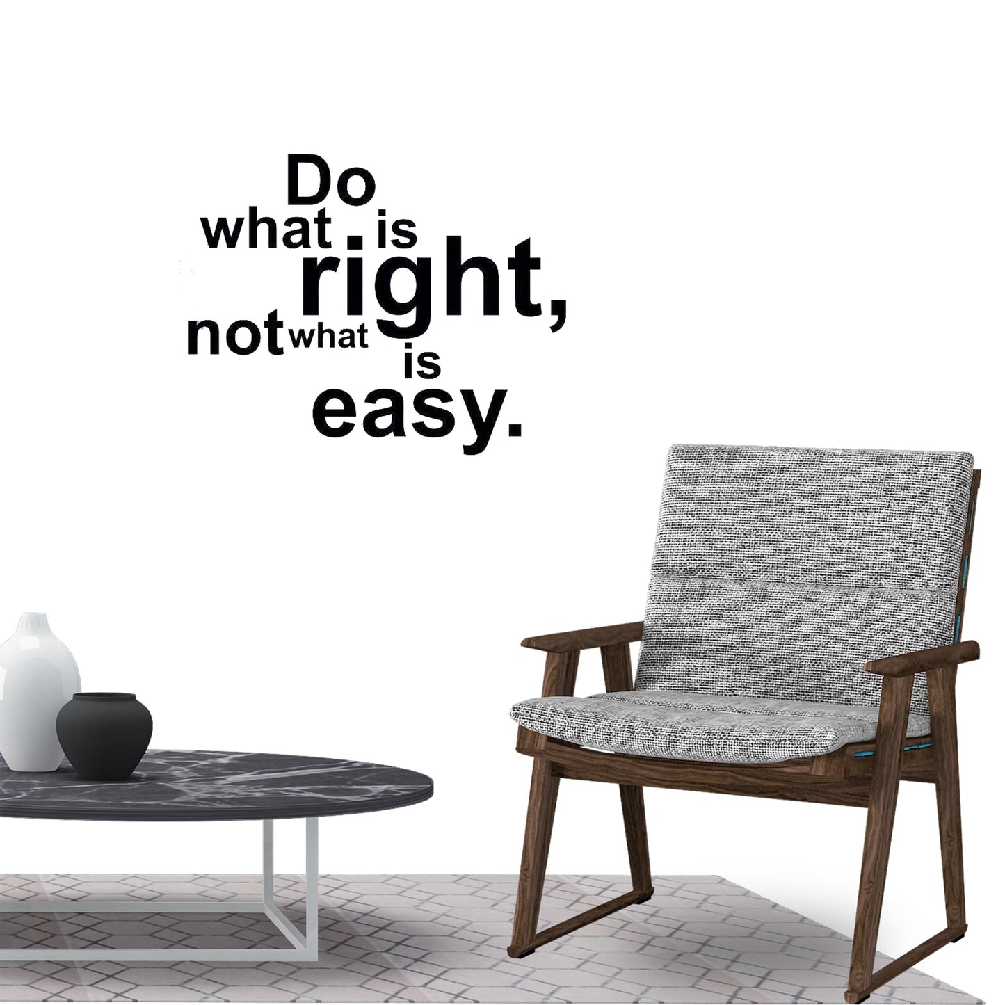 Do what is right not what is easy Inspirational Quote Wall Sticker Decal for Home Living Room Bedroom Family Wall Art Decor black