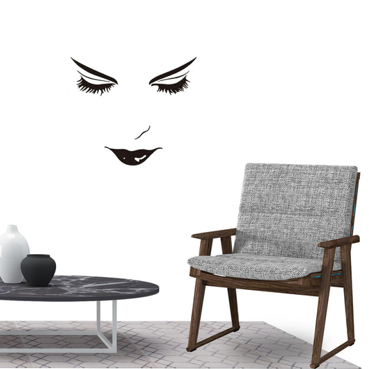 Beautiful Facial Mural Arts Wall Sticker Decal for Home Living Room Bedroom Family Wall Art Decor black