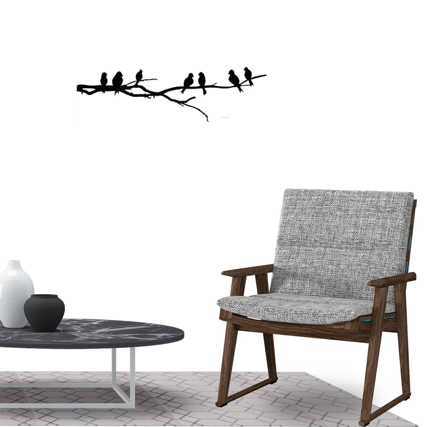 Beautiful Birds on a Tree Branch Wall Sticker Decal for Home Living Room Bedroom Family Wall Art Decor black