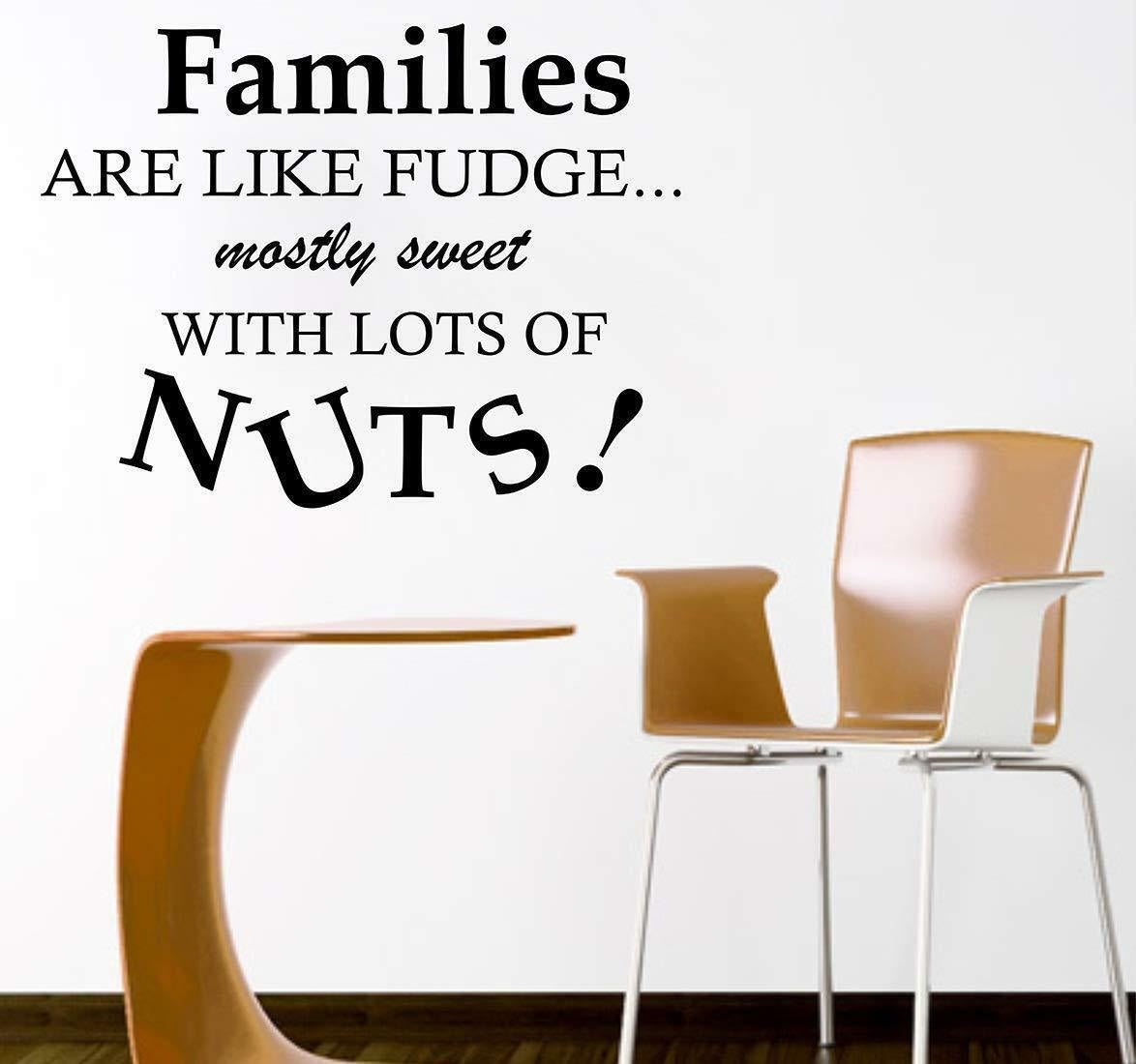 Family are like fudge Quotes Wall Sticker Decal for Home Living Room Bedroom Family Wall Art Decor black