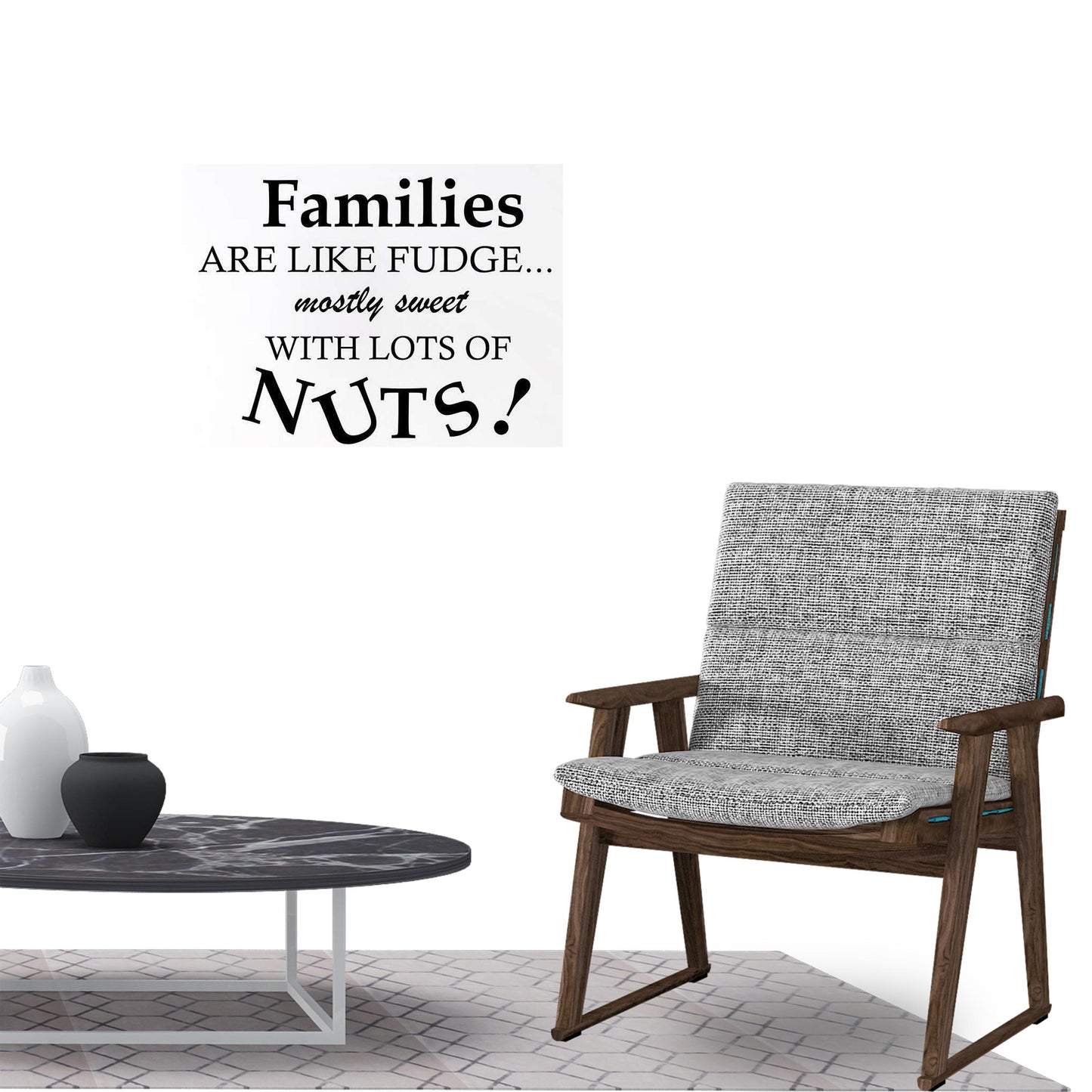 Family are like fudge Quotes Wall Sticker Decal for Home Living Room Bedroom Family Wall Art Decor black