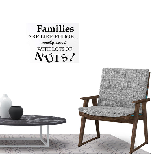 Family are like fudge Quotes Wall Sticker Decal for Home Living Room Bedroom Family Wall Art Decor black