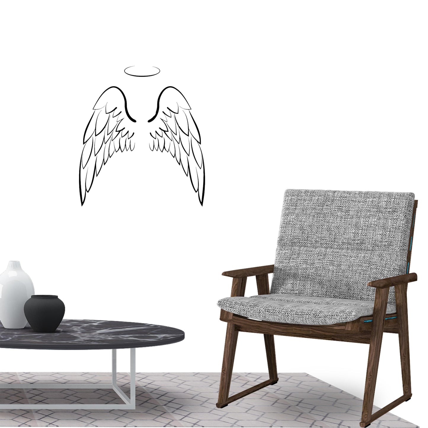 Angel Wings Wall Sticker Decal for Home Living Room Bedroom Family Wall Art Decor black
