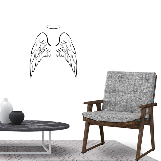Angel Wings Wall Sticker Decal for Home Living Room Bedroom Family Wall Art Decor black