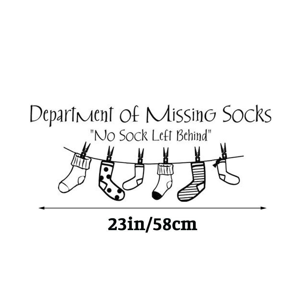 DEPARTMENT OF MISSING SOCKS LAUNDRY Lettering Quote Wall Sticker Decal Wall Art Decor Black