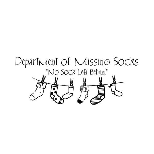 DEPARTMENT OF MISSING SOCKS LAUNDRY Lettering Quote Wall Sticker Decal Wall Art Decor Black