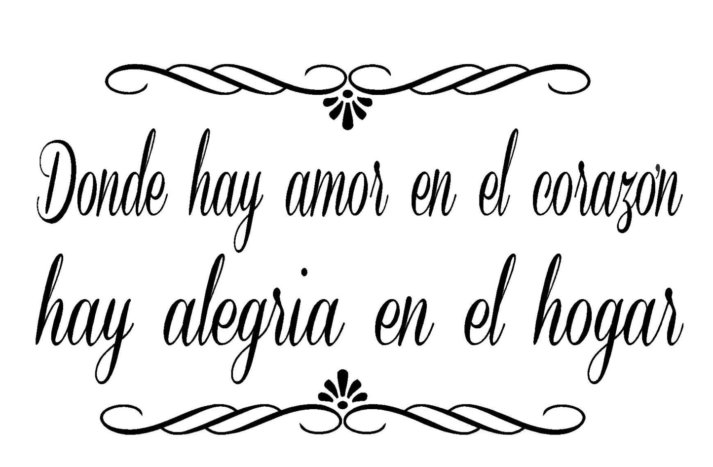Where there is love in Spanish Quote Wall Sticker Decal for Home Living Room Bedroom Family Wall Art Decor Black