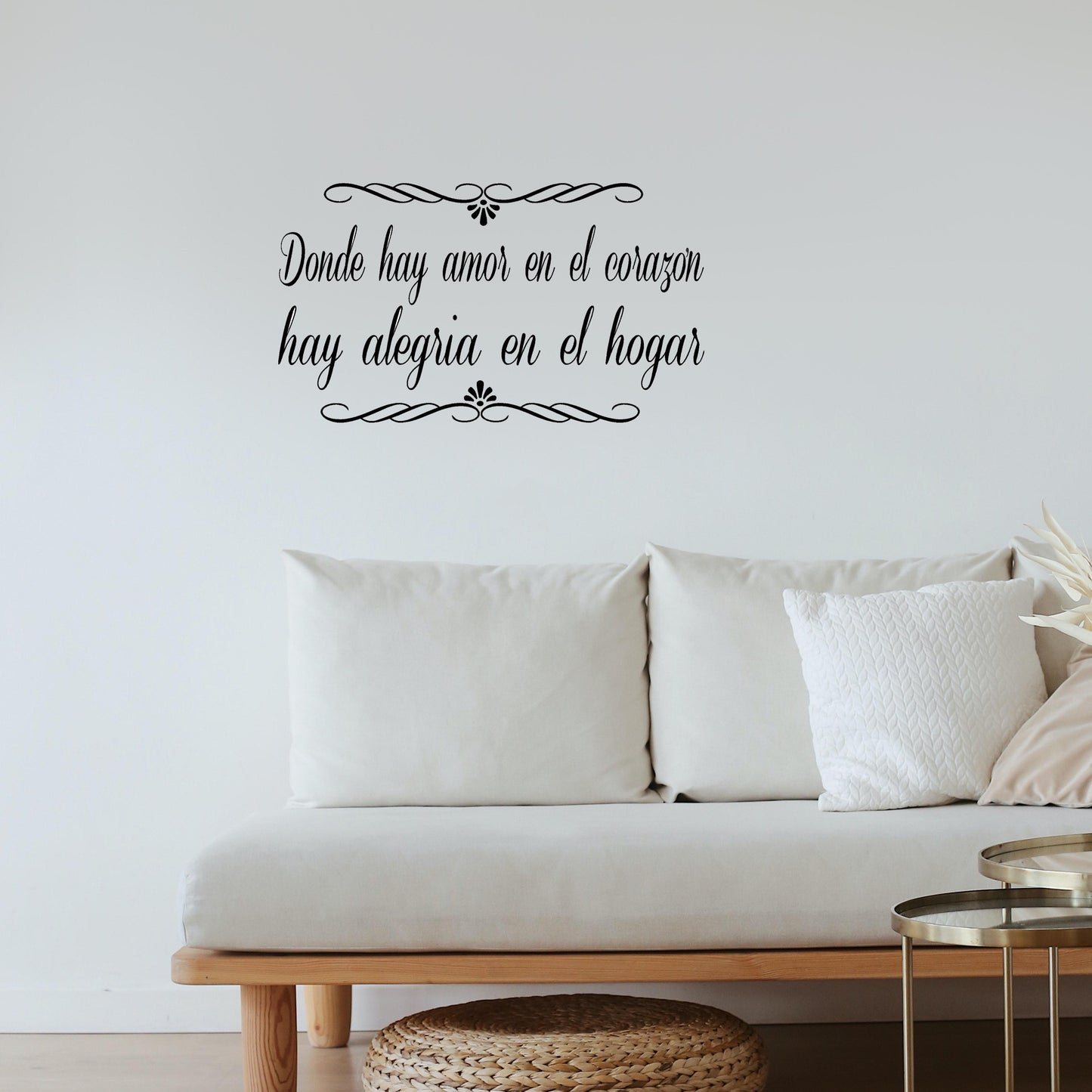 Where there is love in Spanish Quote Wall Sticker Decal for Home Living Room Bedroom Family Wall Art Decor Black