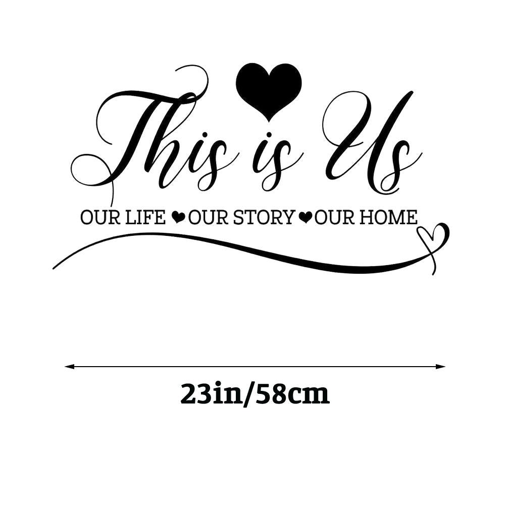 This is Us Love Heart Quote Wall Sticker Decal for Home Living Room Bedroom Family Wall Art Decor Black