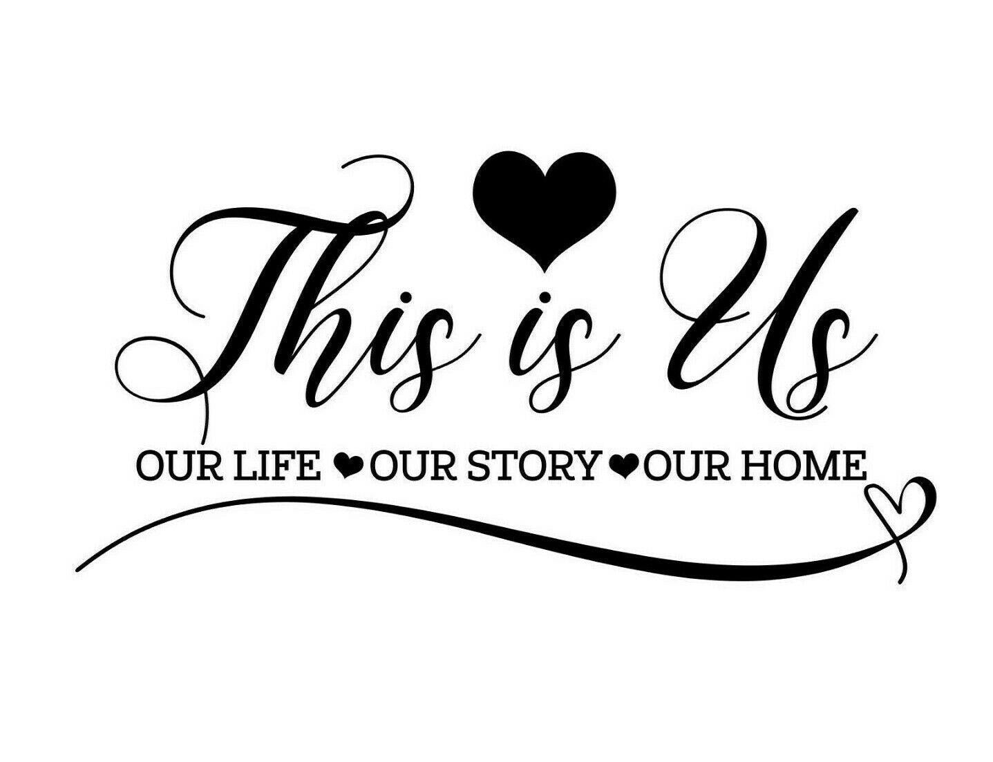 This is Us Love Heart Quote Wall Sticker Decal for Home Living Room Bedroom Family Wall Art Decor Black