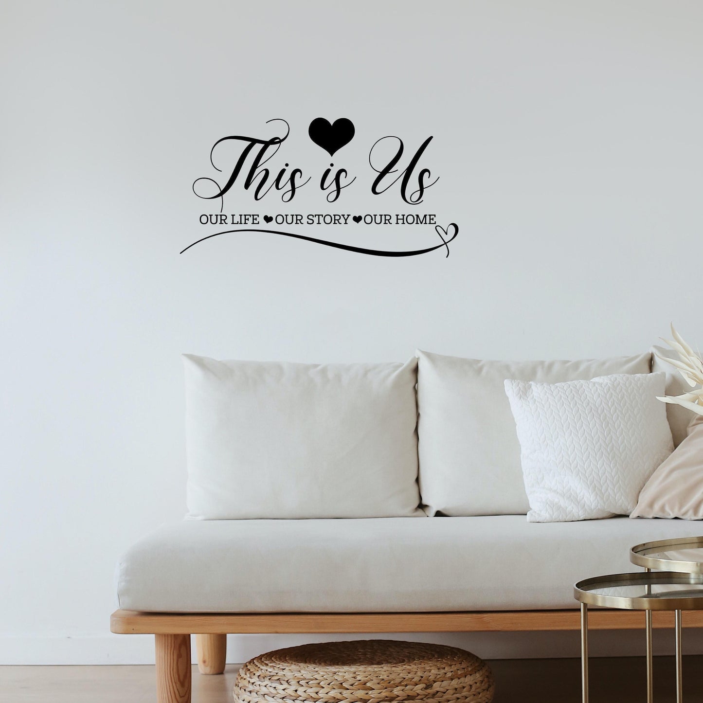 This is Us Love Heart Quote Wall Sticker Decal for Home Living Room Bedroom Family Wall Art Decor Black