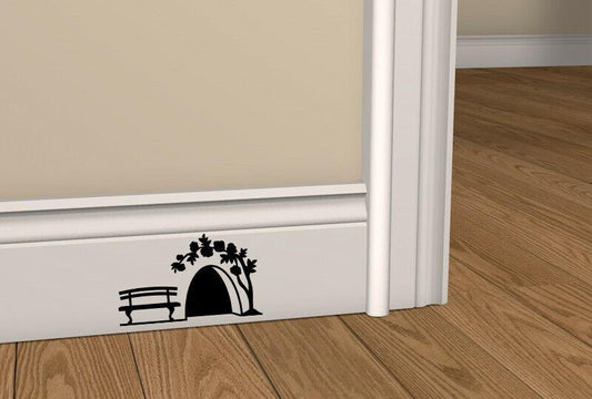 Mouse Hole With rose Wall Vinyl Decal Home DIE CUT DECOR STICKER Decoration