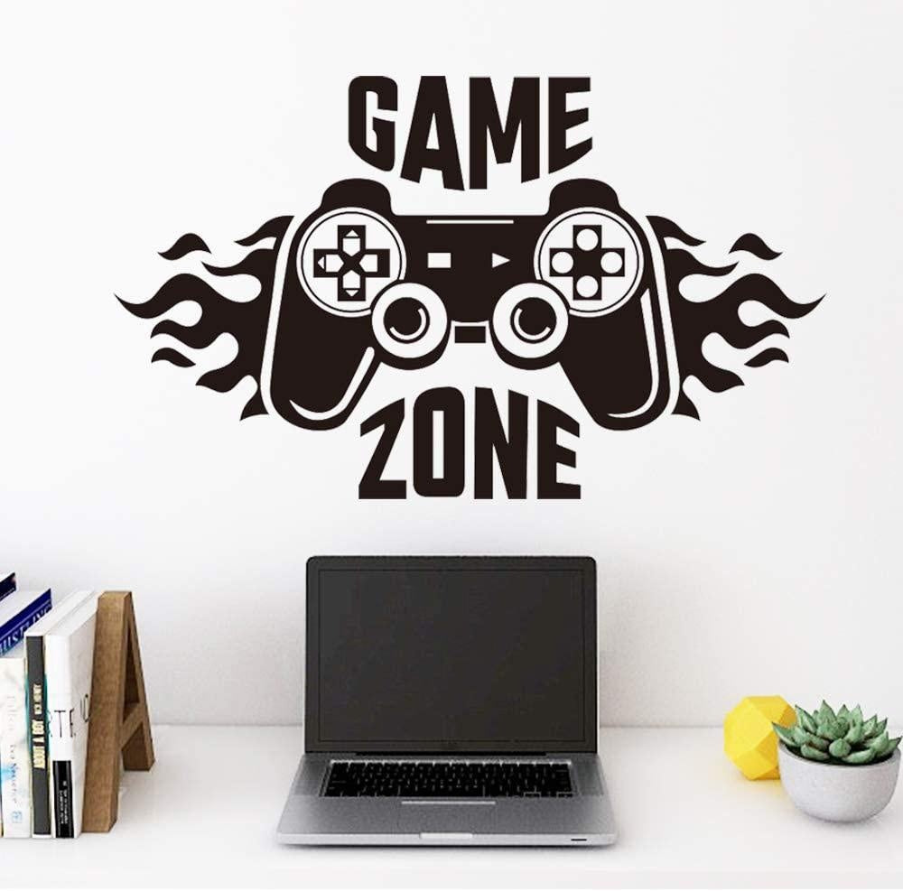Game Zone Wall Decals, Gamer Controller Wall Stickers, Removable Art Vinyl Decor for for Boys Room Home Playroom Bedroom Walls Background Decoration