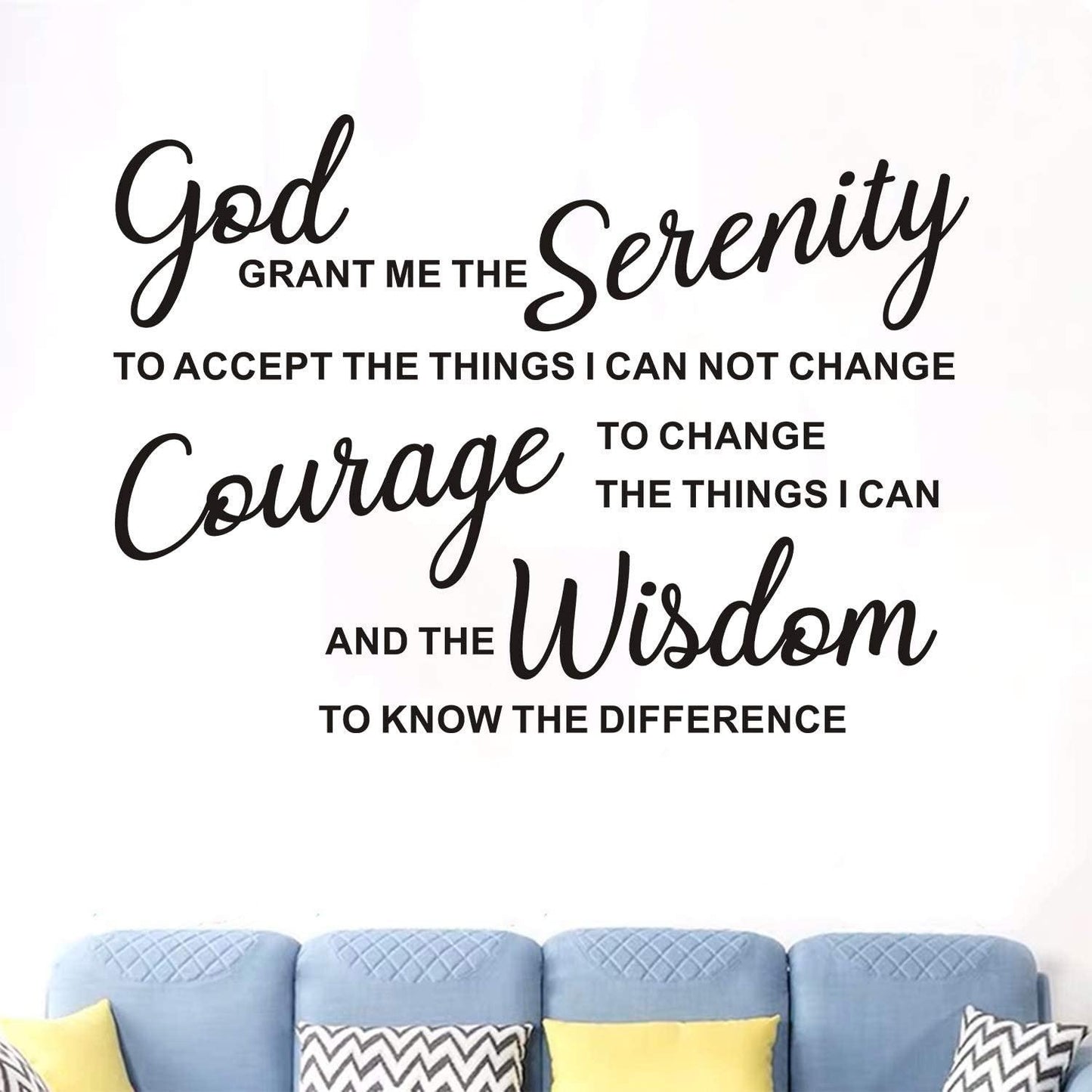 Scripture Wall Decal, Biblical Wall Decals, Quotes Religious Christian Bible Verse Faith Prayer Home Art Decor Vinyl Stickers Grant me The Serenity to Accept Things I can not Change 19.3"x14"