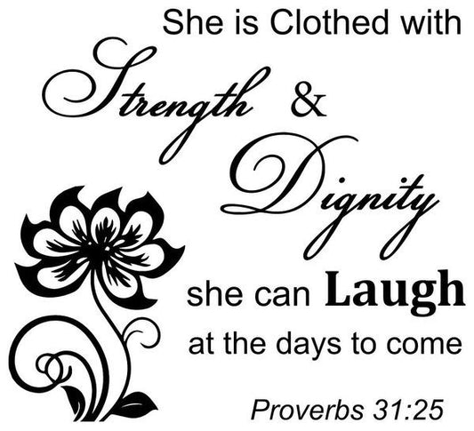 She Can Laugh At The Days To Come Proverbs 31:25 Bible Decal Quotes Religious Scriptures Christian Wall Decor Sticker for Home Window Decoration Be the first to review this item