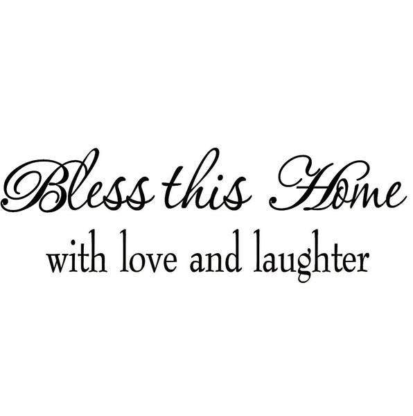 Bless This Home with Love and Laughter Wall Decals Quotes Religious Sayings Home Blessing Wall Decor Sticker for Home Window Decoration