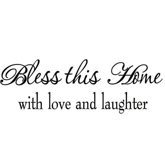 Bless This Home with Love and Laughter Wall Decals Quotes Religious Sayings Home Blessing Wall Decor Sticker for Home Window Decoration