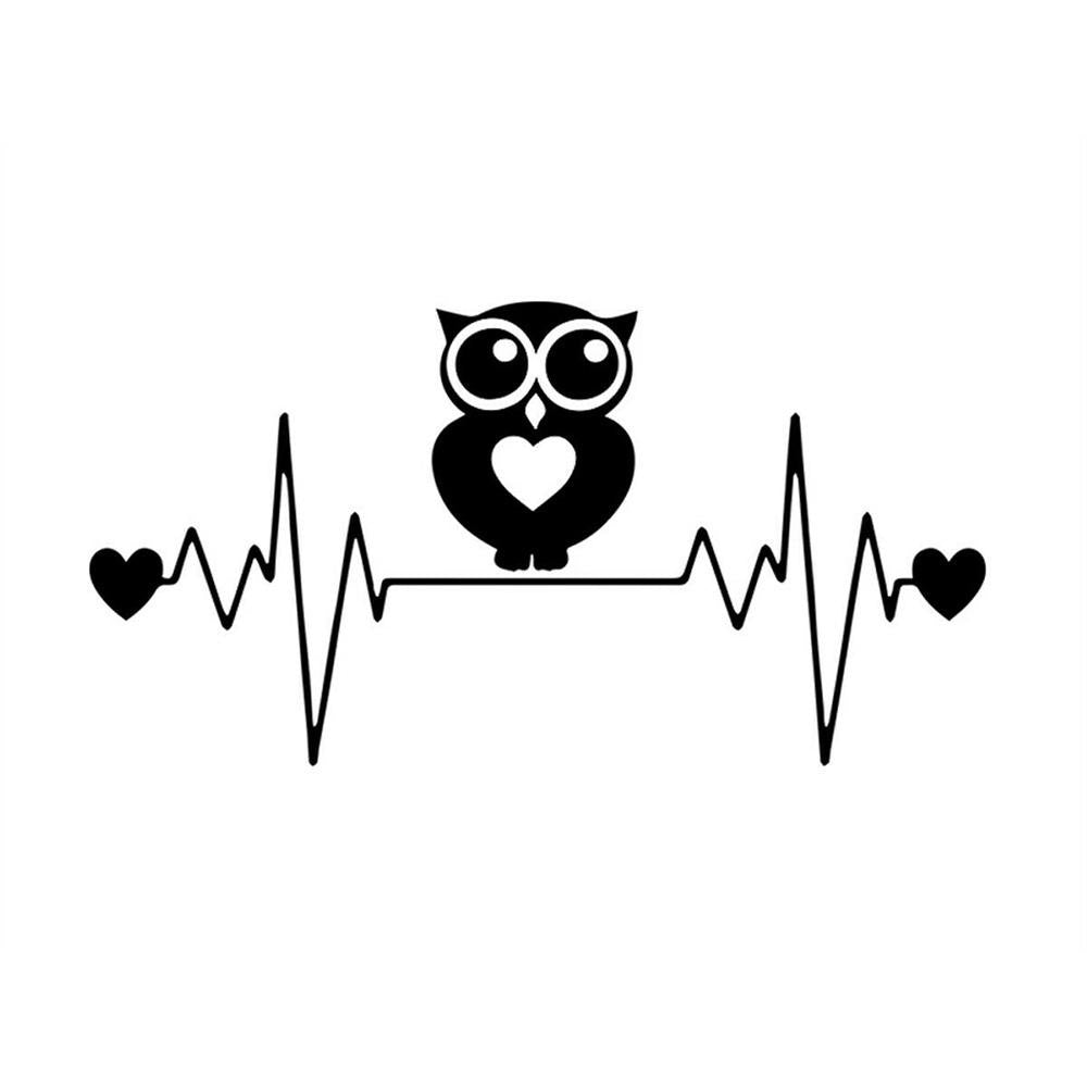 Owl Heart Beat Vinyl Sticker Decal for Car Truck Window Bumper Black