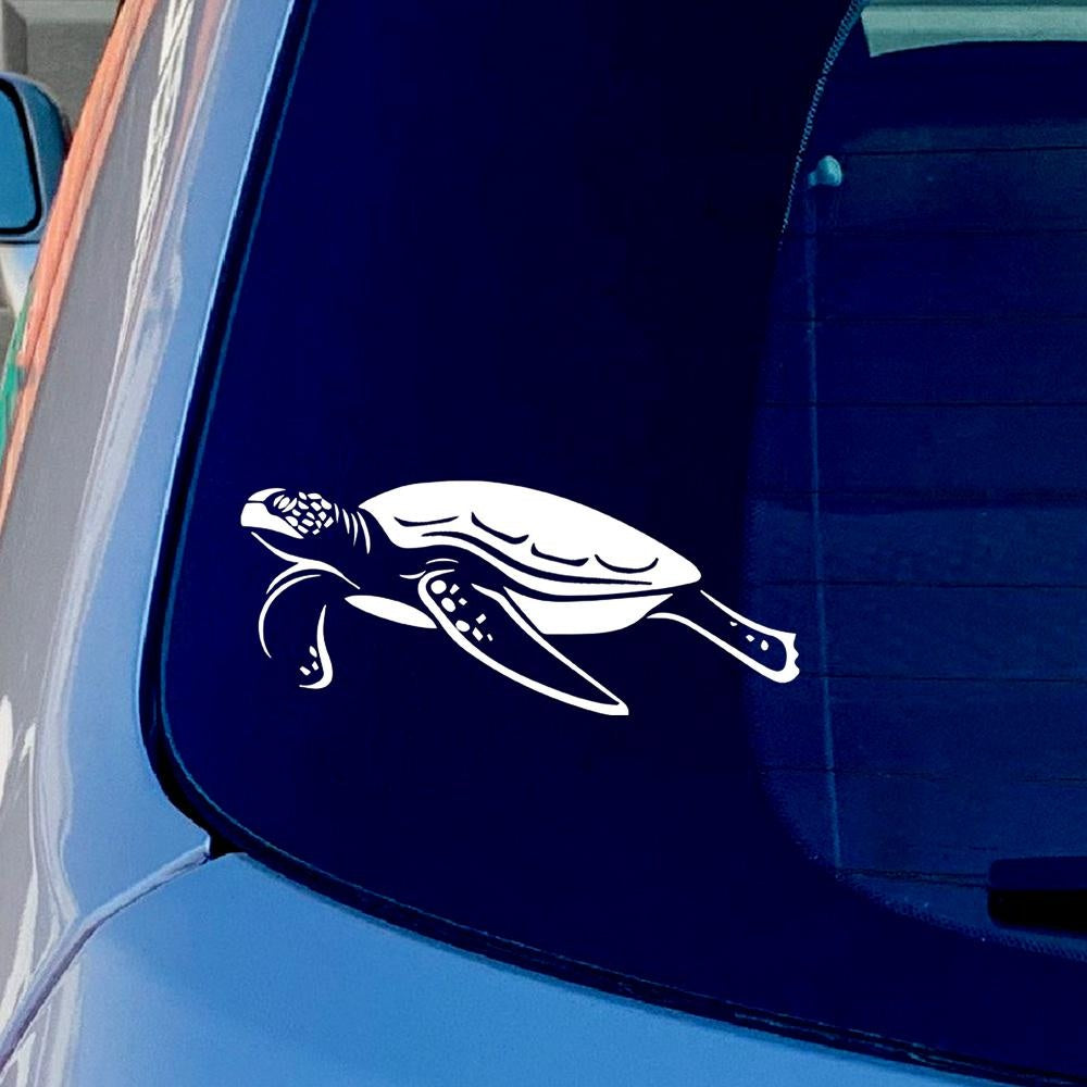 Sea Turtle Marine Animal Vinyl Sticker Decal for Car Truck Window Bumper White
