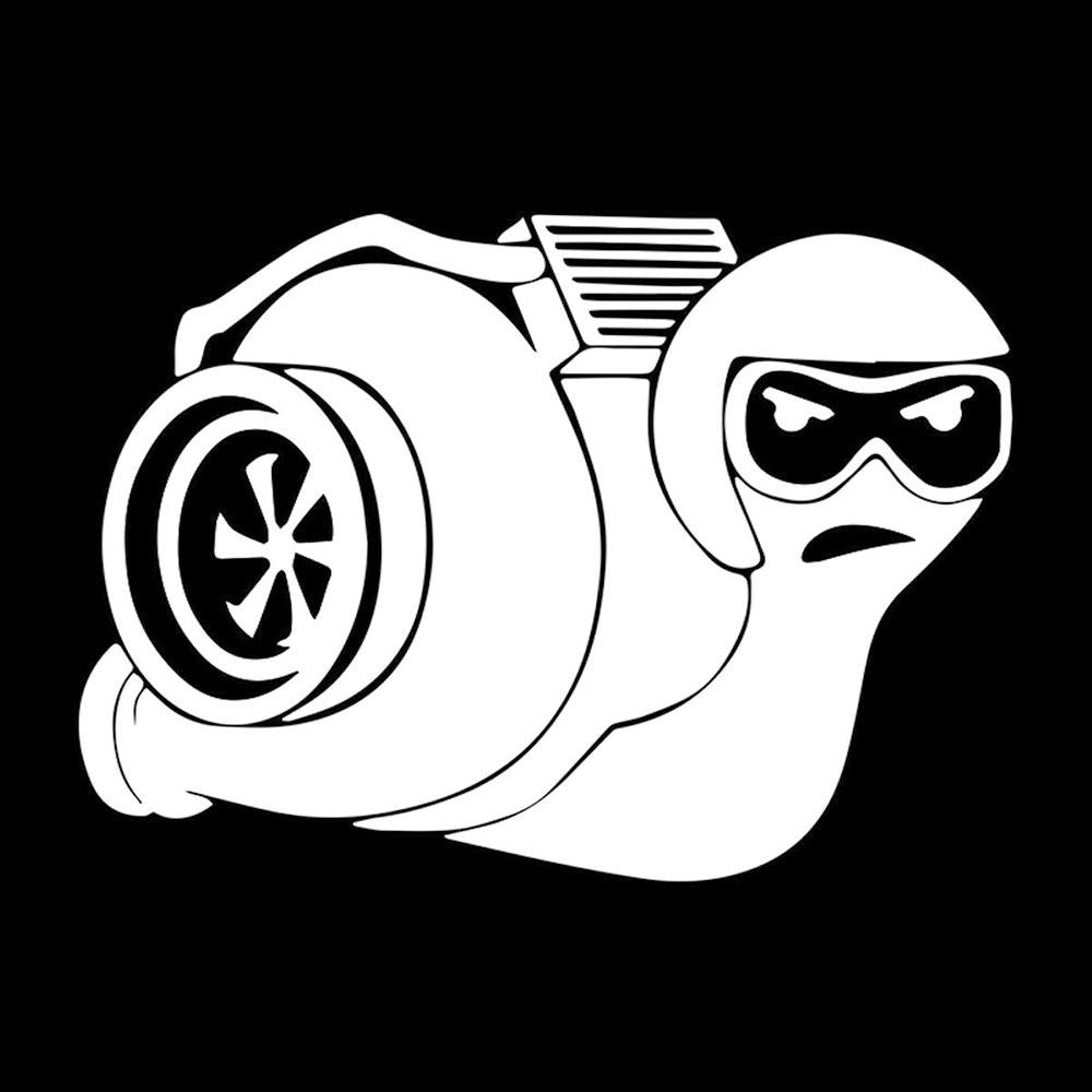 Racing Turbo Snail Vinyl Sticker Decal for Car Truck Window Bumper White