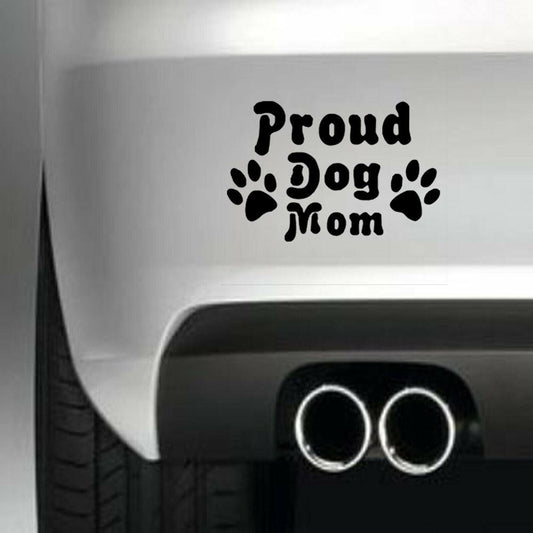 Proud Dog Mom Vinyl Sticker Decal for Car Truck Window Bumper Black