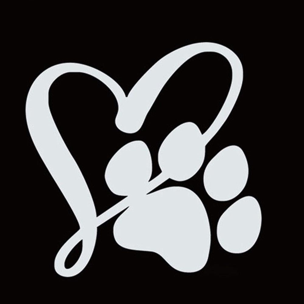 Pet Dog Paw Love Heart Vinyl Sticker Decal for Car Truck Window Bumper Whtie