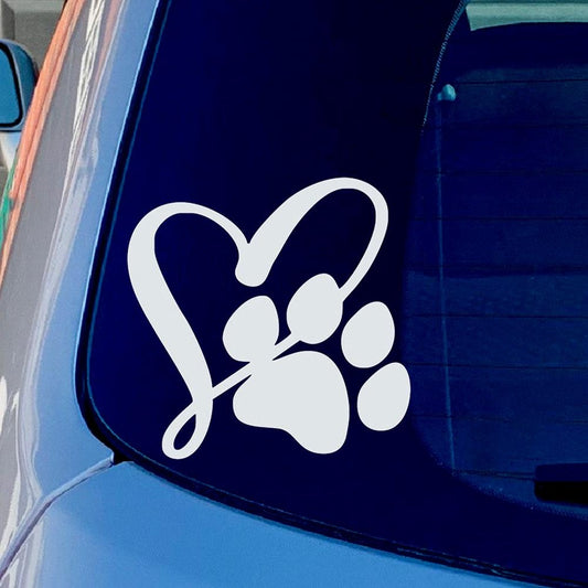 Pet Dog Paw Love Heart Vinyl Sticker Decal for Car Truck Window Bumper Whtie