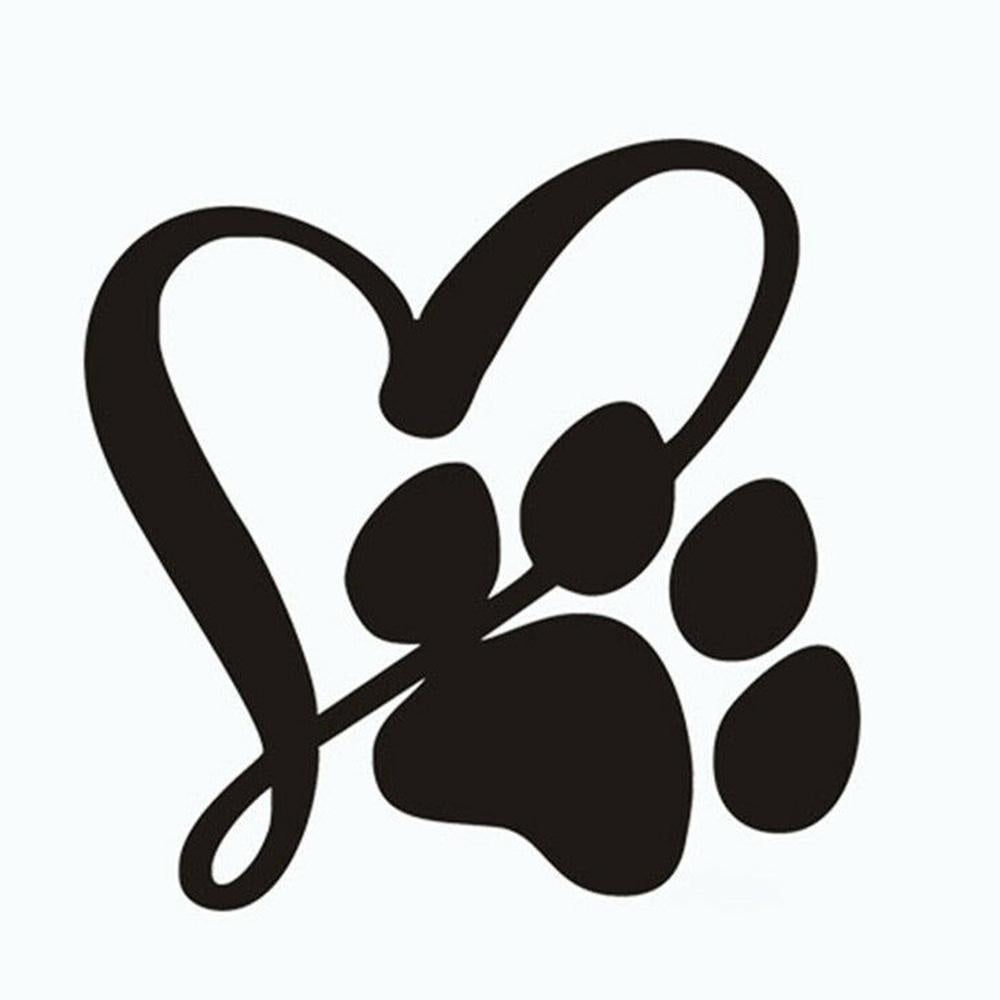 Pet Dog Paw Love Heart Vinyl Sticker Decal for Car Truck Window Bumper Black