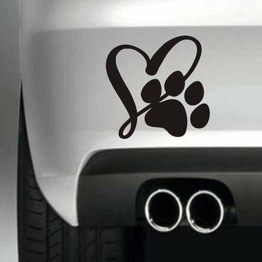 Pet Dog Paw Love Heart Vinyl Sticker Decal for Car Truck Window Bumper Black