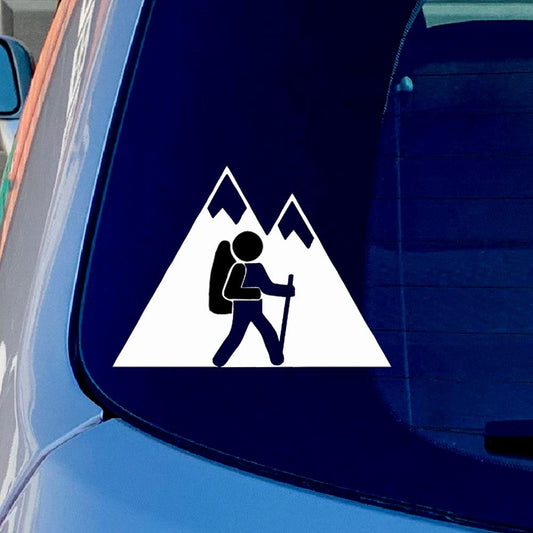 Mountaineering Hiking Vinyl Sticker Decal for Car Truck Window Bumper White