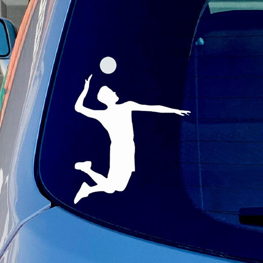 Male Volleyball Player Sport Vinyl Sticker Decal for Car Truck Window Bumper White