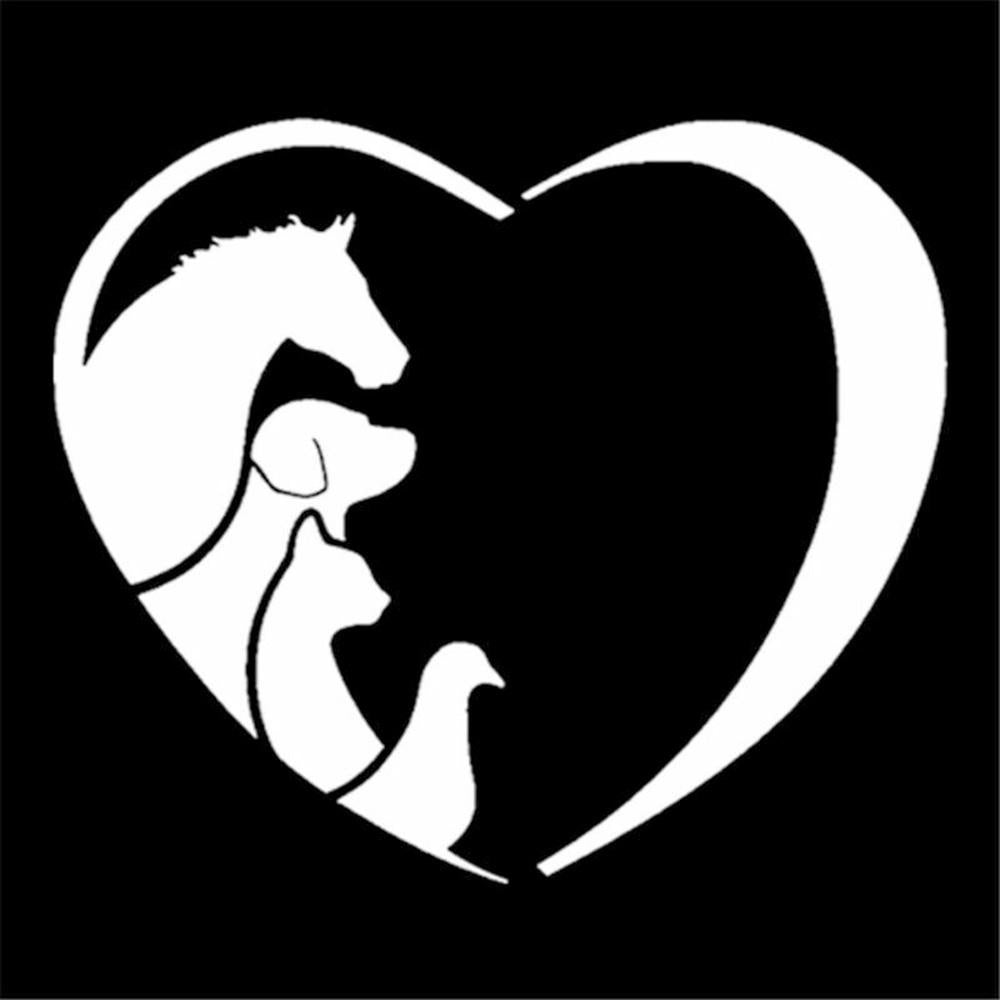 Lover Heart Horse Cat Dog Vinyl Sticker Decal for Car Truck Window Bumper White