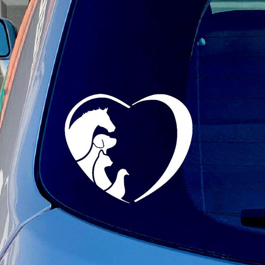 Lover Heart Horse Cat Dog Vinyl Sticker Decal for Car Truck Window Bumper White