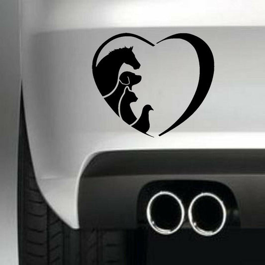 Lover Heart Horse Cat Dog Vinyl Sticker Decal for Car Truck Window Bumper Black