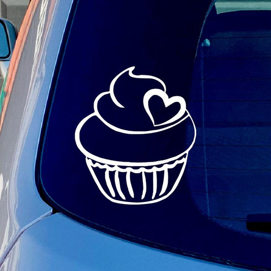 Love Cup Cake Vinyl Sticker Decal for Car Truck Window Bumper White